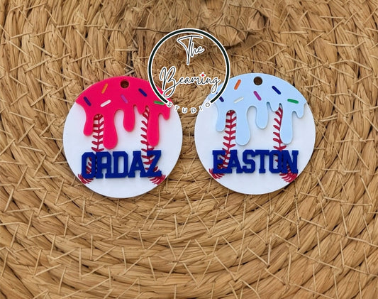 Baseball Drip Acrylic Tag