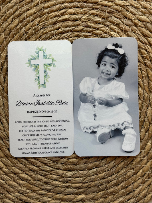 Baptism Double Sided Prayer Card