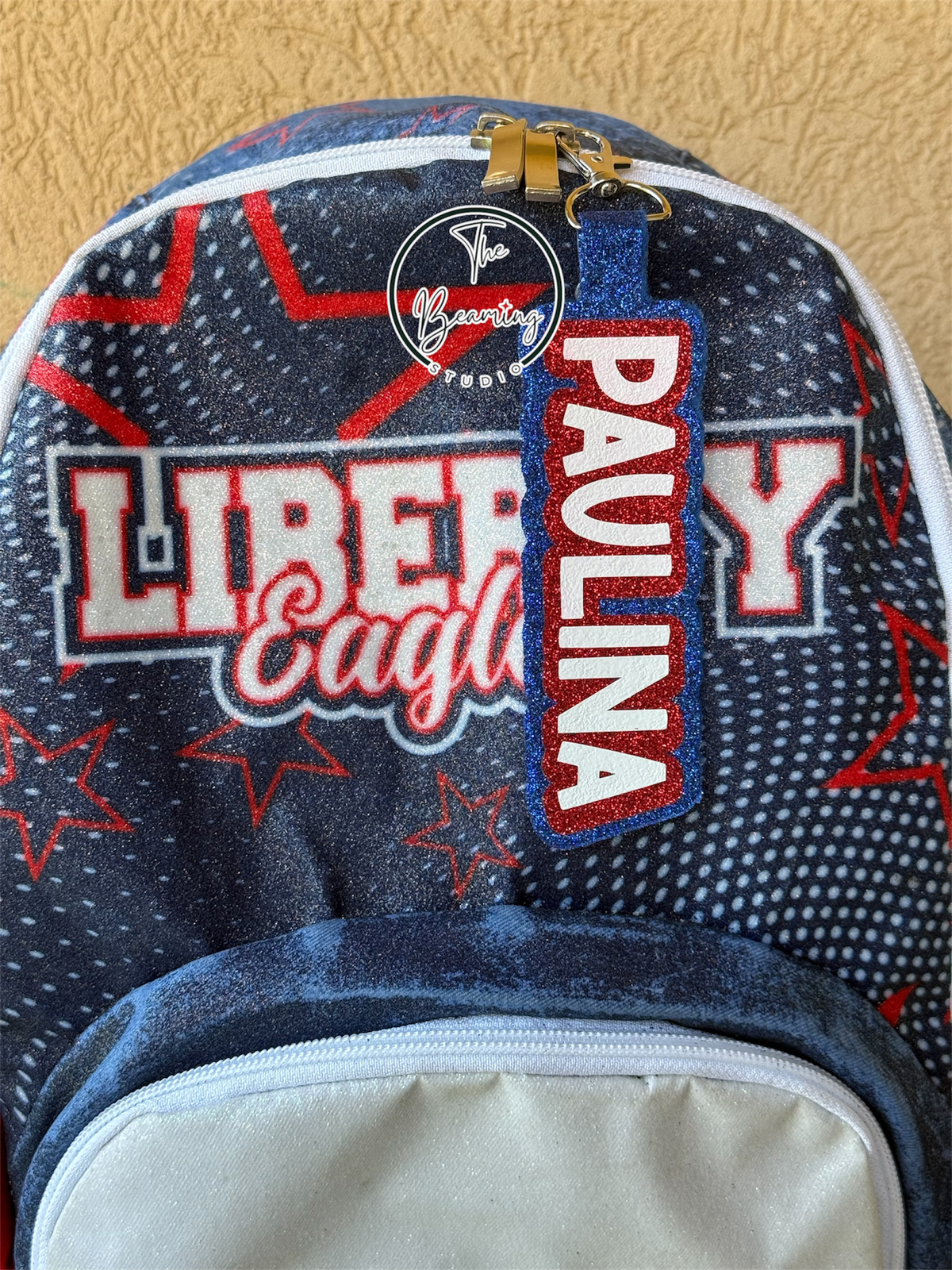 Red White Blue Glitter Bag Tag