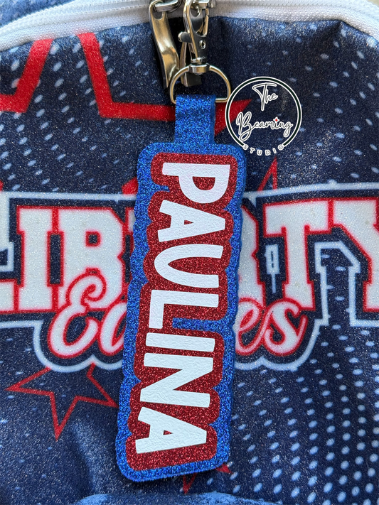 Red White Blue Glitter Bag Tag