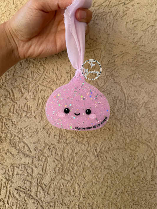 Pink Glitter Dumpling Ornament