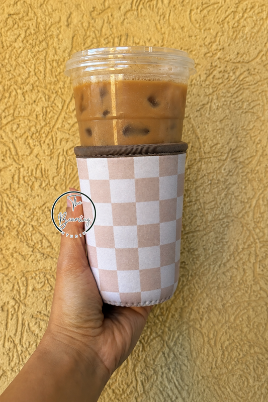 Venti Beige Checkered Coffee Cup Sleeve