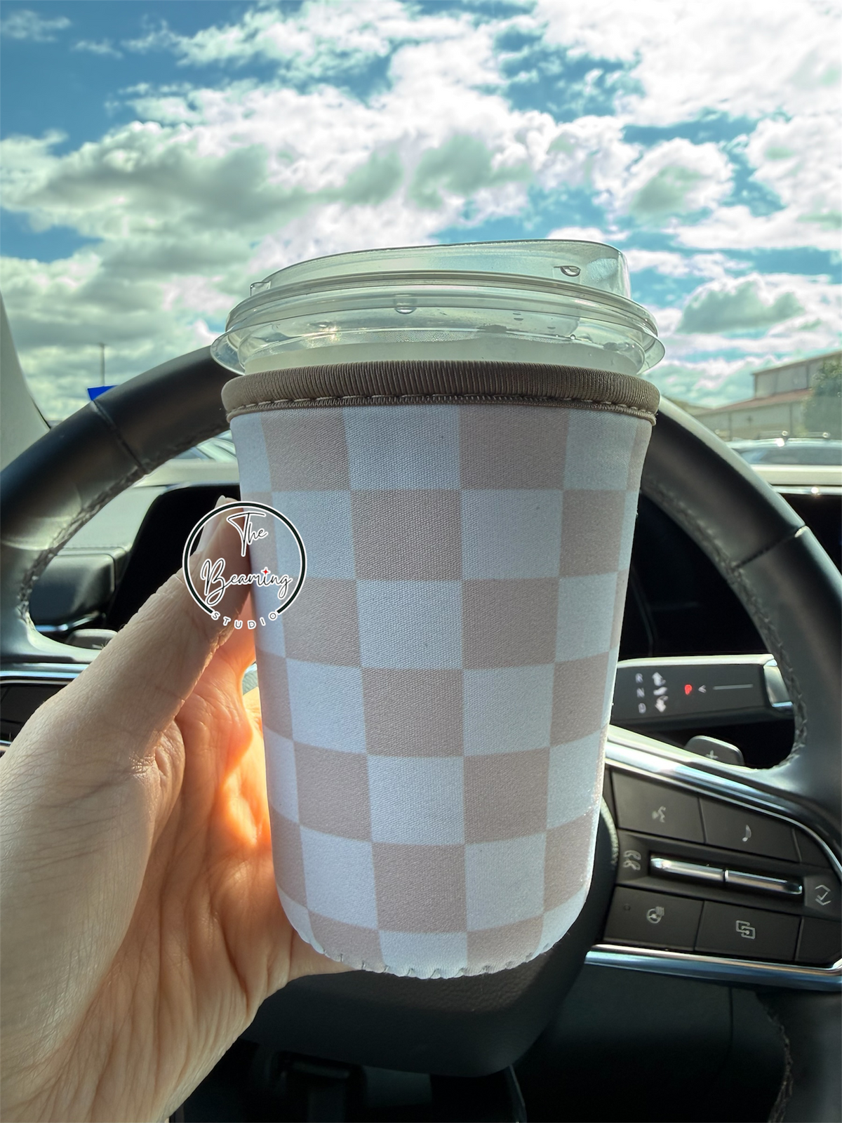 Venti Beige Checkered Coffee Cup Sleeve